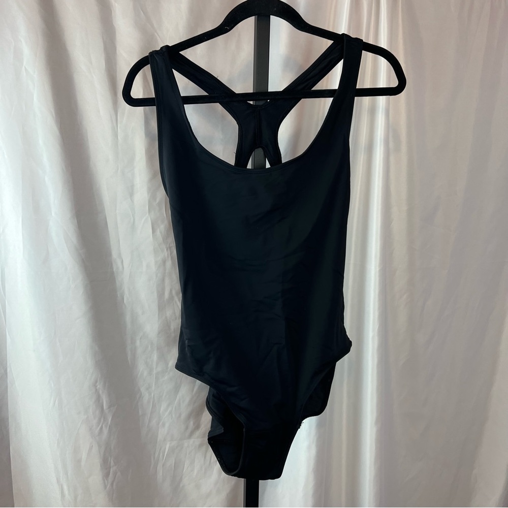 PantyProp (Now Ruby Love) Black Racerback Period One Piece Swimsuit, size XL